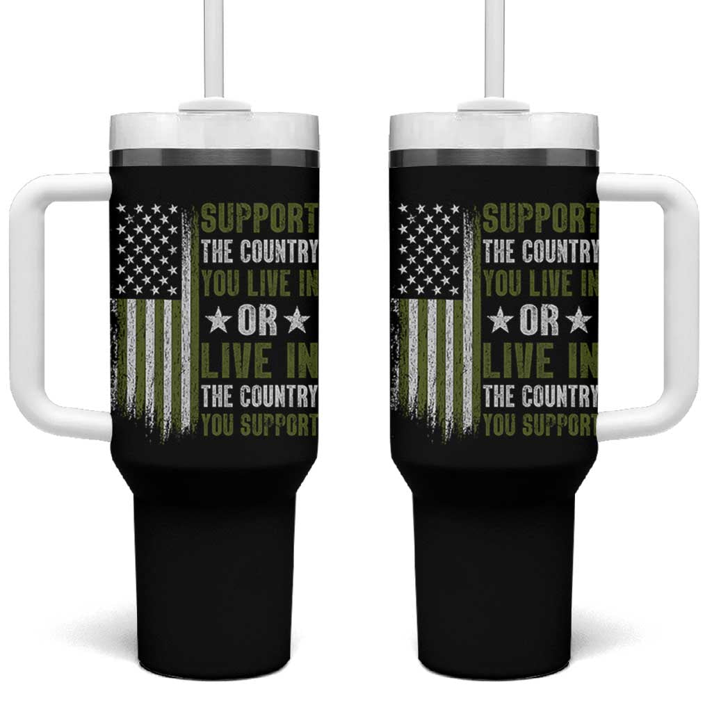 Social Justice Tumbler With Handle Support The Country You Live In American Flag - Wonder Print Shop