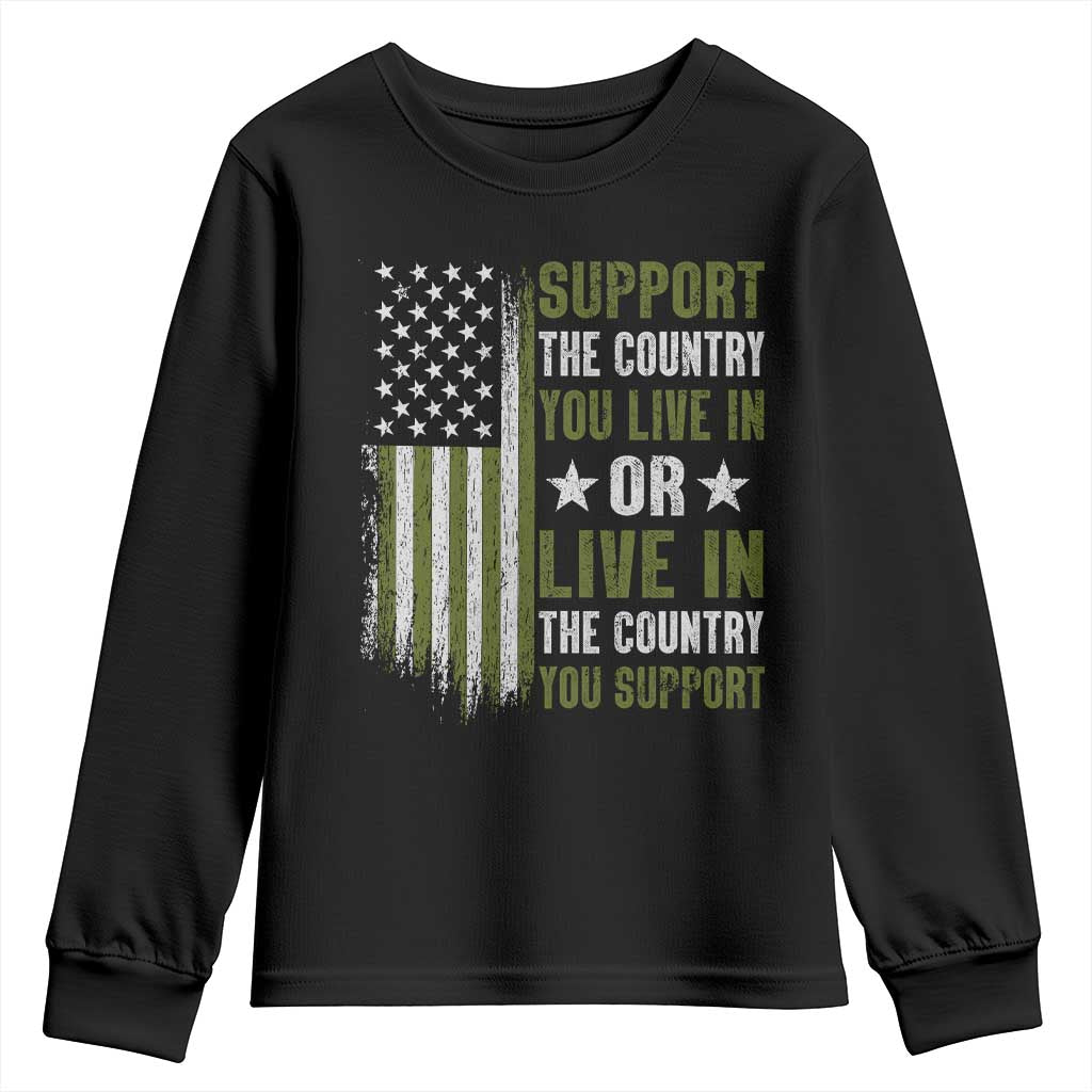 Social Justice Youth Sweatshirt Support The Country You Live In American Flag - Wonder Print Shop