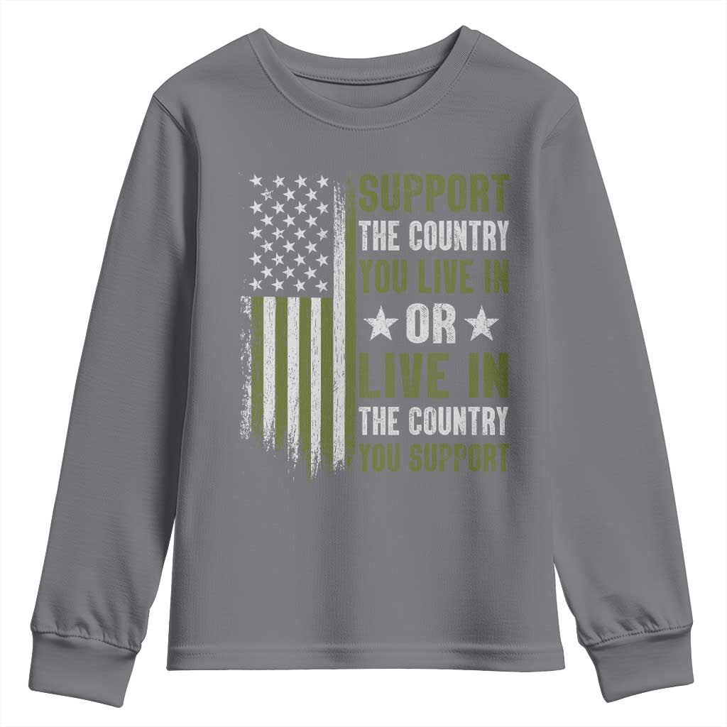 Social Justice Youth Sweatshirt Support The Country You Live In American Flag - Wonder Print Shop
