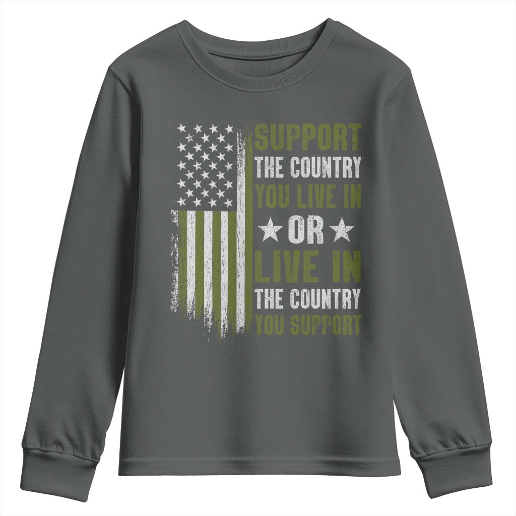 Social Justice Youth Sweatshirt Support The Country You Live In American Flag - Wonder Print Shop