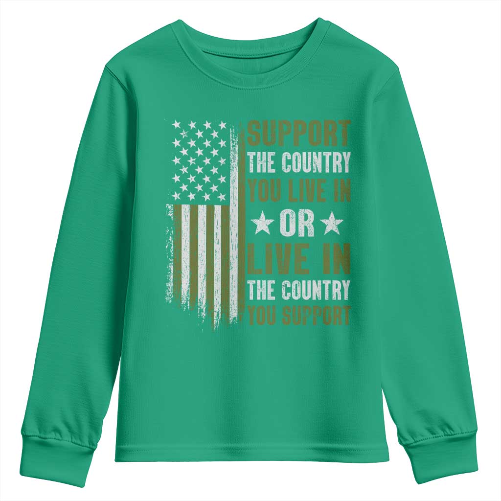 Social Justice Youth Sweatshirt Support The Country You Live In American Flag - Wonder Print Shop