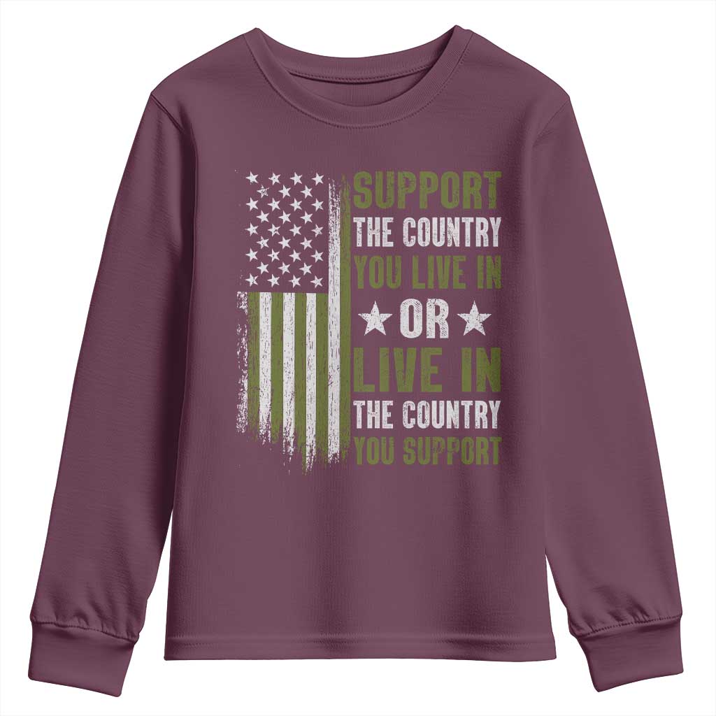 Social Justice Youth Sweatshirt Support The Country You Live In American Flag - Wonder Print Shop