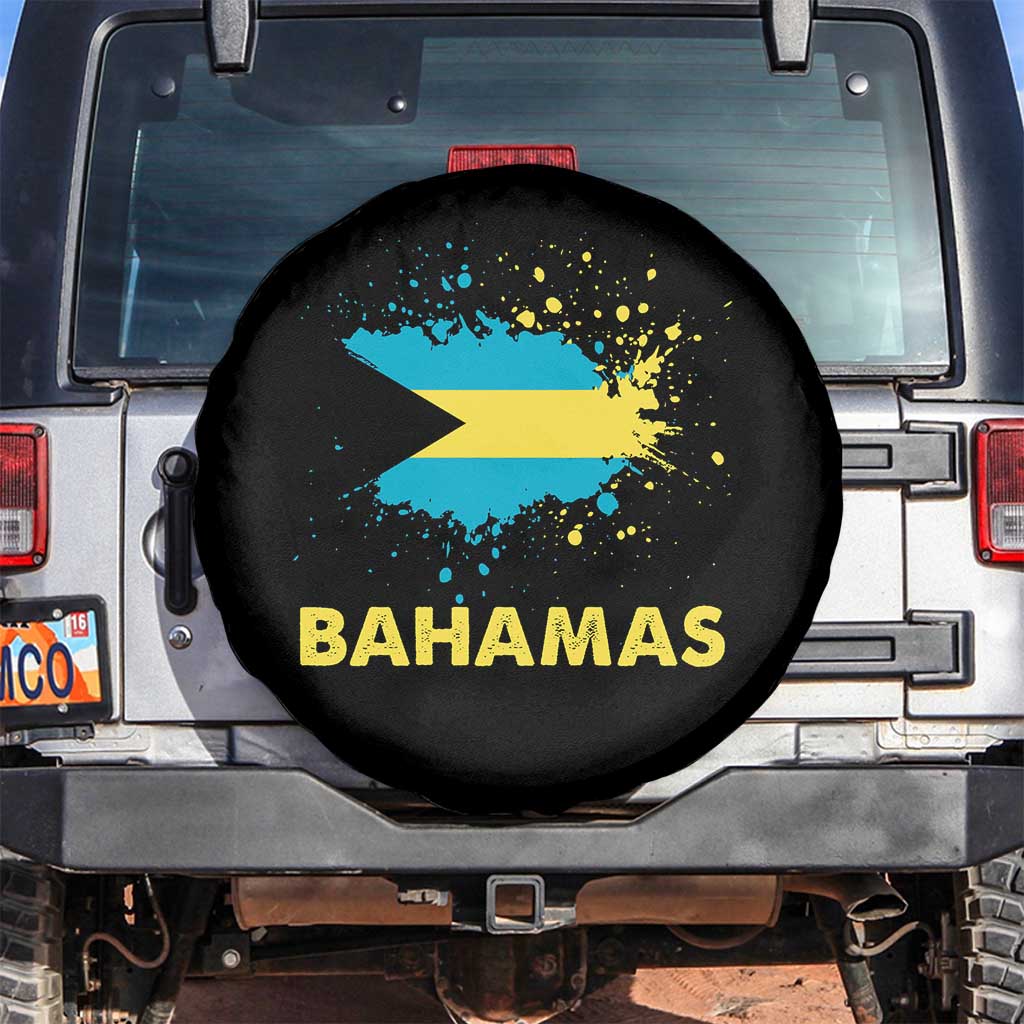 Bahamas Flag Spare Tire Cover Retro Vintage Watercolors Sport Bahamian Gifts - Wonder Print Shop