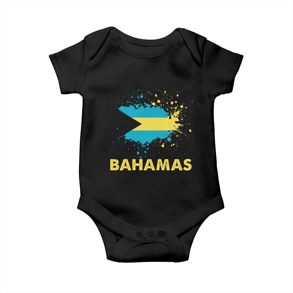 Bahamas Flag Baby Onesie Retro Vintage Watercolors Sport Bahamian Gifts - Wonder Print Shop