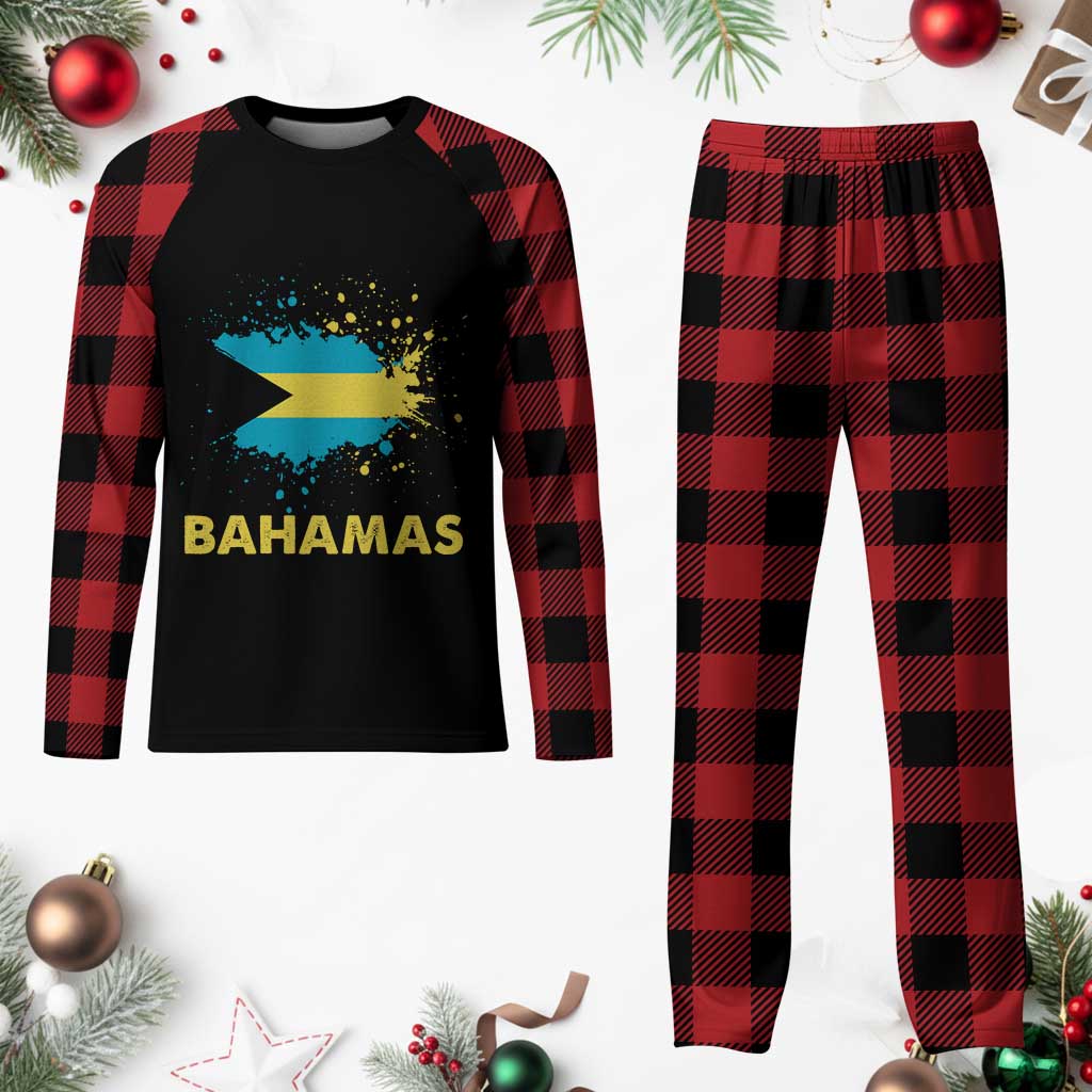 Bahamas Flag Plaid Pajama Set Retro Vintage Watercolors Sport Bahamian Gifts - Wonder Print Shop