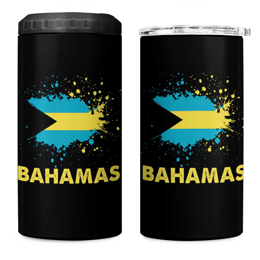 Bahamas Flag 4 in 1 Can Cooler Tumbler Retro Vintage Watercolors Sport Bahamian Gifts - Wonder Print Shop