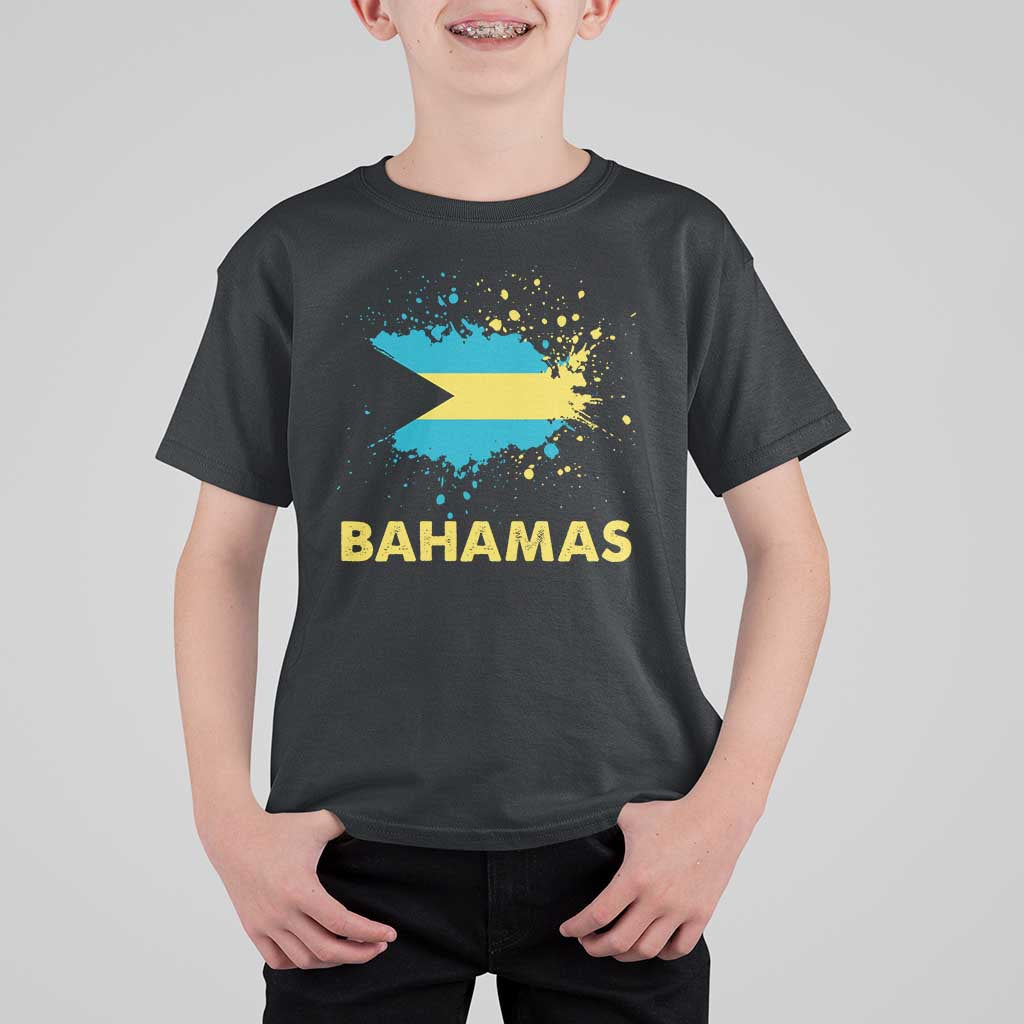 Bahamas Flag T Shirt For Kid Retro Vintage Watercolors Sport Bahamian Gifts - Wonder Print Shop