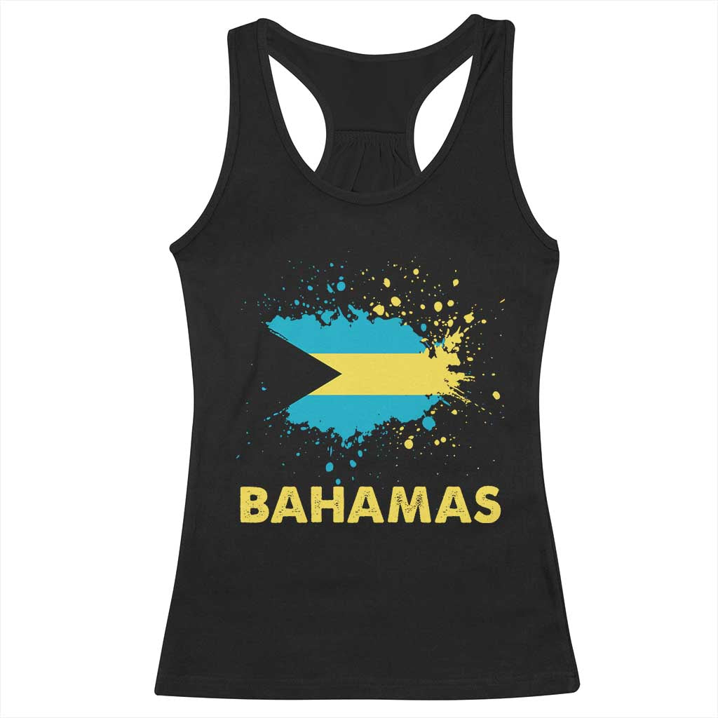 Bahamas Flag Racerback Tank Top Retro Vintage Watercolors Sport Bahamian Gifts - Wonder Print Shop