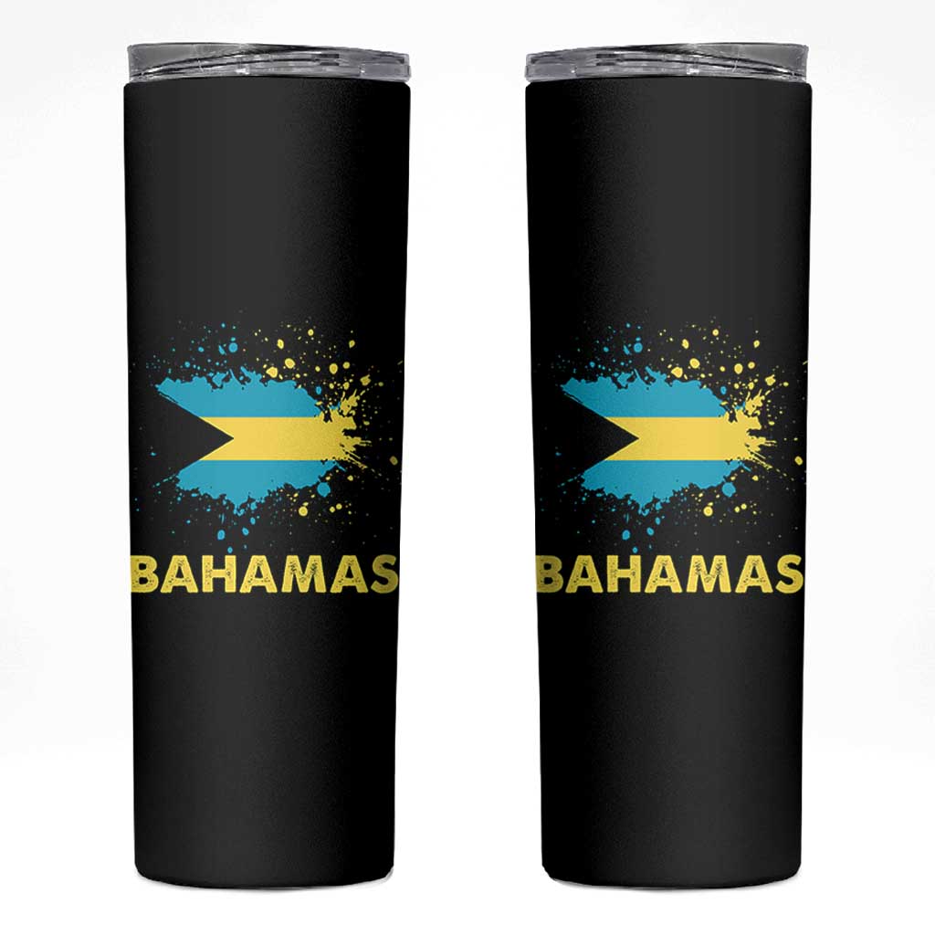 Bahamas Flag Skinny Tumbler Retro Vintage Watercolors Sport Bahamian Gifts - Wonder Print Shop