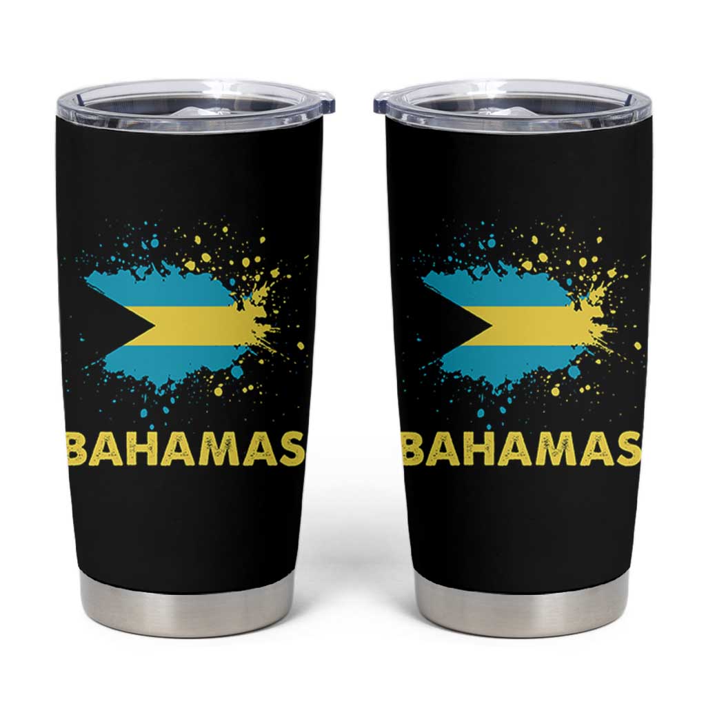 Bahamas Flag Tumbler Cup Retro Vintage Watercolors Sport Bahamian Gifts - Wonder Print Shop