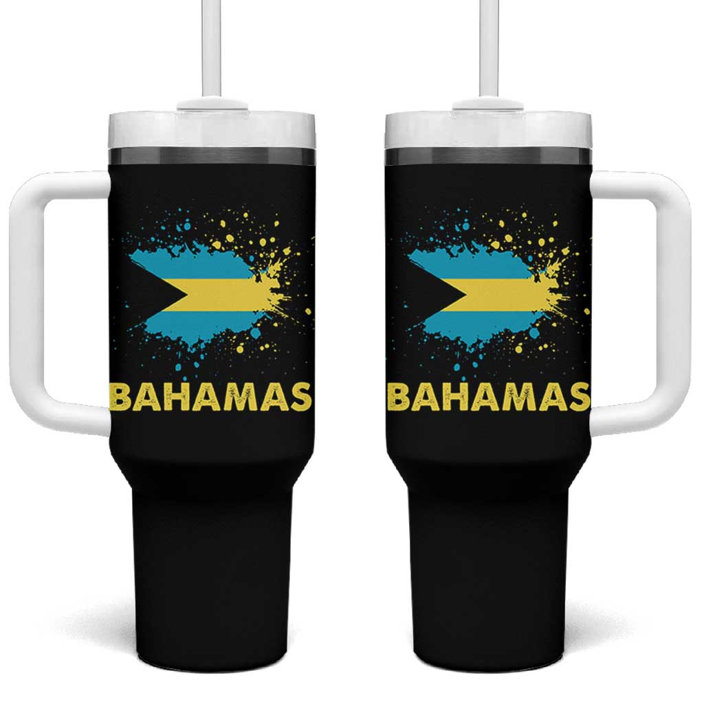 Bahamas Flag Tumbler With Handle Retro Vintage Watercolors Sport Bahamian Gifts - Wonder Print Shop