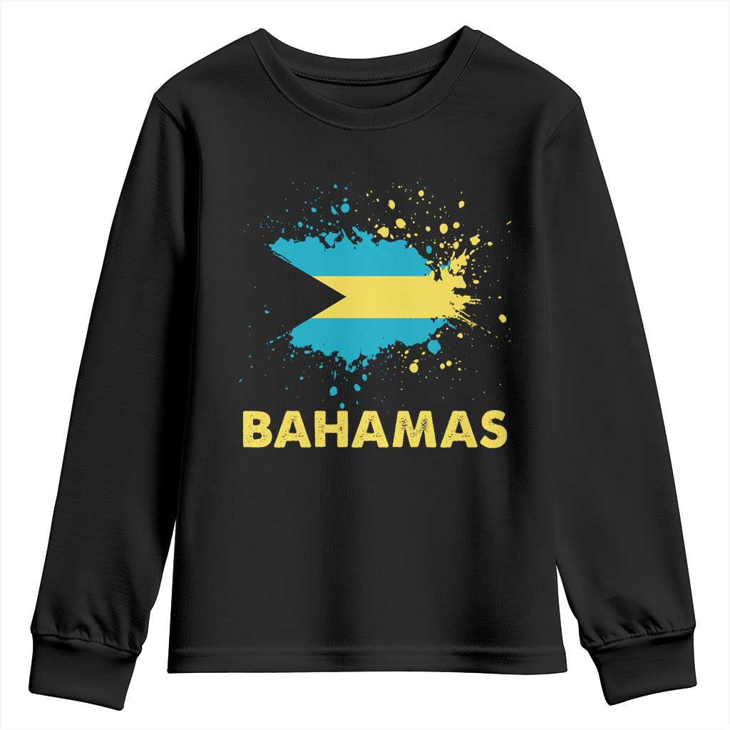 Bahamas Flag Youth Sweatshirt Retro Vintage Watercolors Sport Bahamian Gifts - Wonder Print Shop