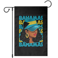 Bahamian Girl Garden Flag Melanin Afro Messy Bun Black Woman Bahamas Flag - Wonder Print Shop