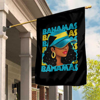 Bahamian Girl Garden Flag Melanin Afro Messy Bun Black Woman Bahamas Flag - Wonder Print Shop