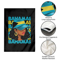 Bahamian Girl Garden Flag Melanin Afro Messy Bun Black Woman Bahamas Flag - Wonder Print Shop