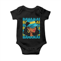 Bahamian Girl Baby Onesie Melanin Afro Messy Bun Black Woman Bahamas Flag - Wonder Print Shop