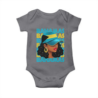 Bahamian Girl Baby Onesie Melanin Afro Messy Bun Black Woman Bahamas Flag - Wonder Print Shop