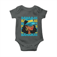 Bahamian Girl Baby Onesie Melanin Afro Messy Bun Black Woman Bahamas Flag - Wonder Print Shop