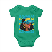 Bahamian Girl Baby Onesie Melanin Afro Messy Bun Black Woman Bahamas Flag - Wonder Print Shop
