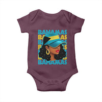 Bahamian Girl Baby Onesie Melanin Afro Messy Bun Black Woman Bahamas Flag - Wonder Print Shop