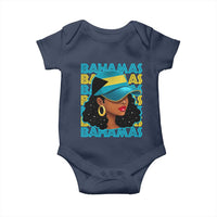 Bahamian Girl Baby Onesie Melanin Afro Messy Bun Black Woman Bahamas Flag - Wonder Print Shop