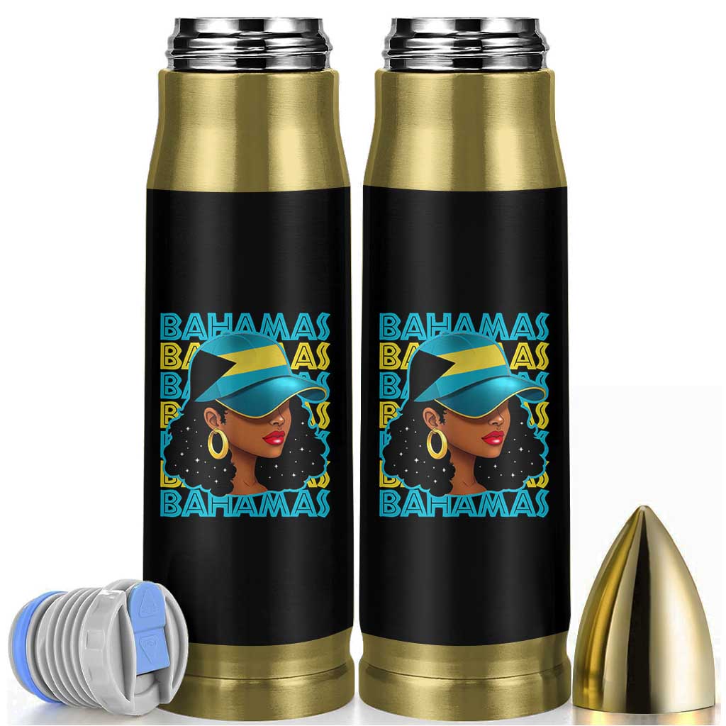 Bahamian Girl Bullet Tumbler Melanin Afro Messy Bun Black Woman Bahamas Flag - Wonder Print Shop