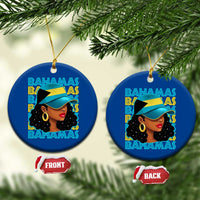 Bahamian Girl Ceramic Ornament Melanin Afro Messy Bun Black Woman Bahamas Flag - Wonder Print Shop