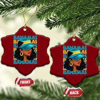 Bahamian Girl Ceramic Ornament Melanin Afro Messy Bun Black Woman Bahamas Flag - Wonder Print Shop