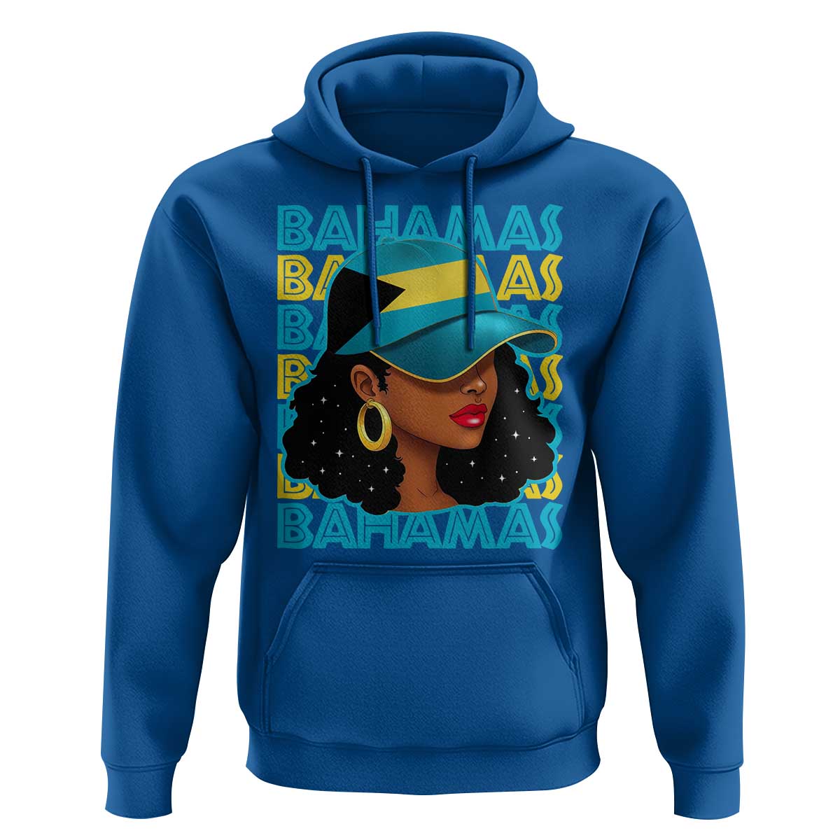 Bahamian Girl Hoodie Melanin Afro Messy Bun Black Woman Bahamas Flag - Wonder Print Shop