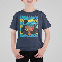 Bahamian Girl T Shirt For Kid Melanin Afro Messy Bun Black Woman Bahamas Flag - Wonder Print Shop