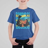 Bahamian Girl T Shirt For Kid Melanin Afro Messy Bun Black Woman Bahamas Flag - Wonder Print Shop
