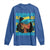 Bahamian Girl Long Sleeve Shirt Melanin Afro Messy Bun Black Woman Bahamas Flag - Wonder Print Shop