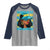 Bahamian Girl Raglan Shirt Melanin Afro Messy Bun Black Woman Bahamas Flag - Wonder Print Shop