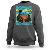 Bahamian Girl Sweatshirt Melanin Afro Messy Bun Black Woman Bahamas Flag - Wonder Print Shop