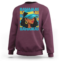 Bahamian Girl Sweatshirt Melanin Afro Messy Bun Black Woman Bahamas Flag - Wonder Print Shop