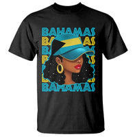 Bahamian Girl T Shirt Melanin Afro Messy Bun Black Woman Bahamas Flag - Wonder Print Shop