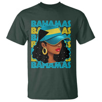 Bahamian Girl T Shirt Melanin Afro Messy Bun Black Woman Bahamas Flag - Wonder Print Shop
