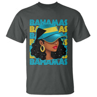 Bahamian Girl T Shirt Melanin Afro Messy Bun Black Woman Bahamas Flag - Wonder Print Shop