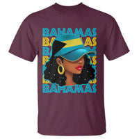 Bahamian Girl T Shirt Melanin Afro Messy Bun Black Woman Bahamas Flag - Wonder Print Shop