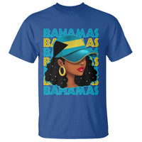 Bahamian Girl T Shirt Melanin Afro Messy Bun Black Woman Bahamas Flag - Wonder Print Shop