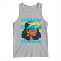 Bahamian Girl Tank Top Melanin Afro Messy Bun Black Woman Bahamas Flag - Wonder Print Shop