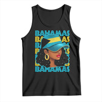 Bahamian Girl Tank Top Melanin Afro Messy Bun Black Woman Bahamas Flag - Wonder Print Shop