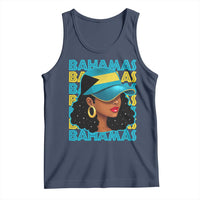 Bahamian Girl Tank Top Melanin Afro Messy Bun Black Woman Bahamas Flag - Wonder Print Shop