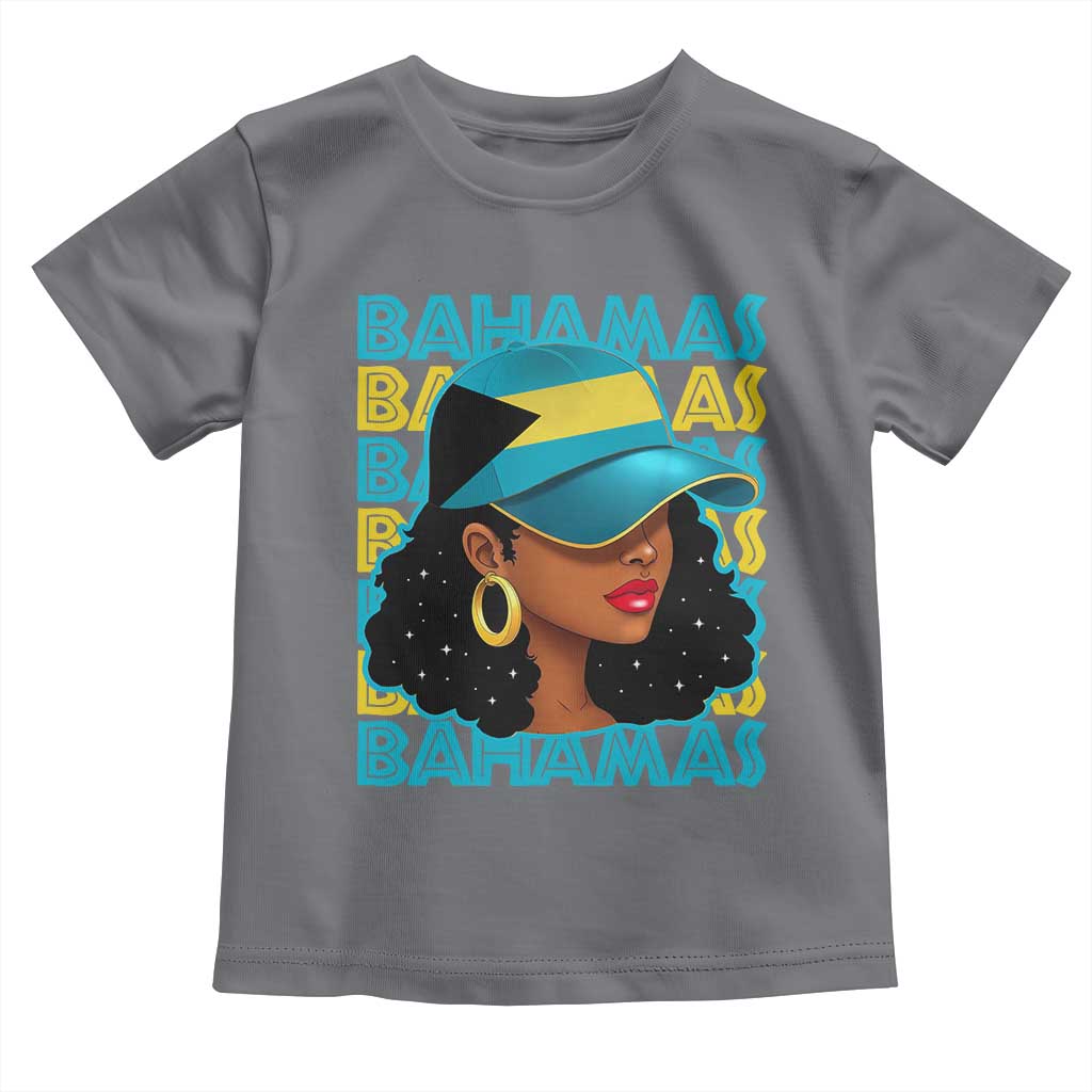 Bahamian Girl Toddler T Shirt Melanin Afro Messy Bun Black Woman Bahamas Flag - Wonder Print Shop