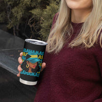 Bahamian Girl Tumbler Cup Melanin Afro Messy Bun Black Woman Bahamas Flag - Wonder Print Shop