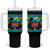 Bahamian Girl Tumbler With Handle Melanin Afro Messy Bun Black Woman Bahamas Flag - Wonder Print Shop
