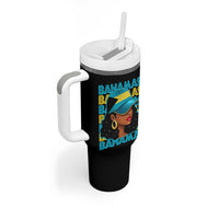 Bahamian Girl Tumbler With Handle Melanin Afro Messy Bun Black Woman Bahamas Flag - Wonder Print Shop