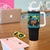 Bahamian Girl Tumbler With Handle Melanin Afro Messy Bun Black Woman Bahamas Flag - Wonder Print Shop