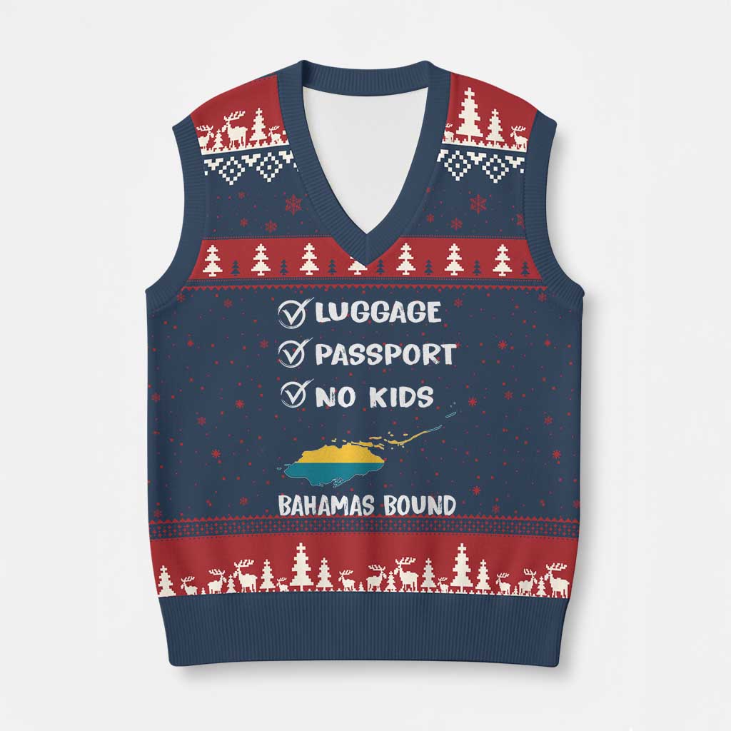 Bahamas Vacation V-Neck Knit Sweater Vest Funny Tropical Island Summer Travel - Wonder Print Shop