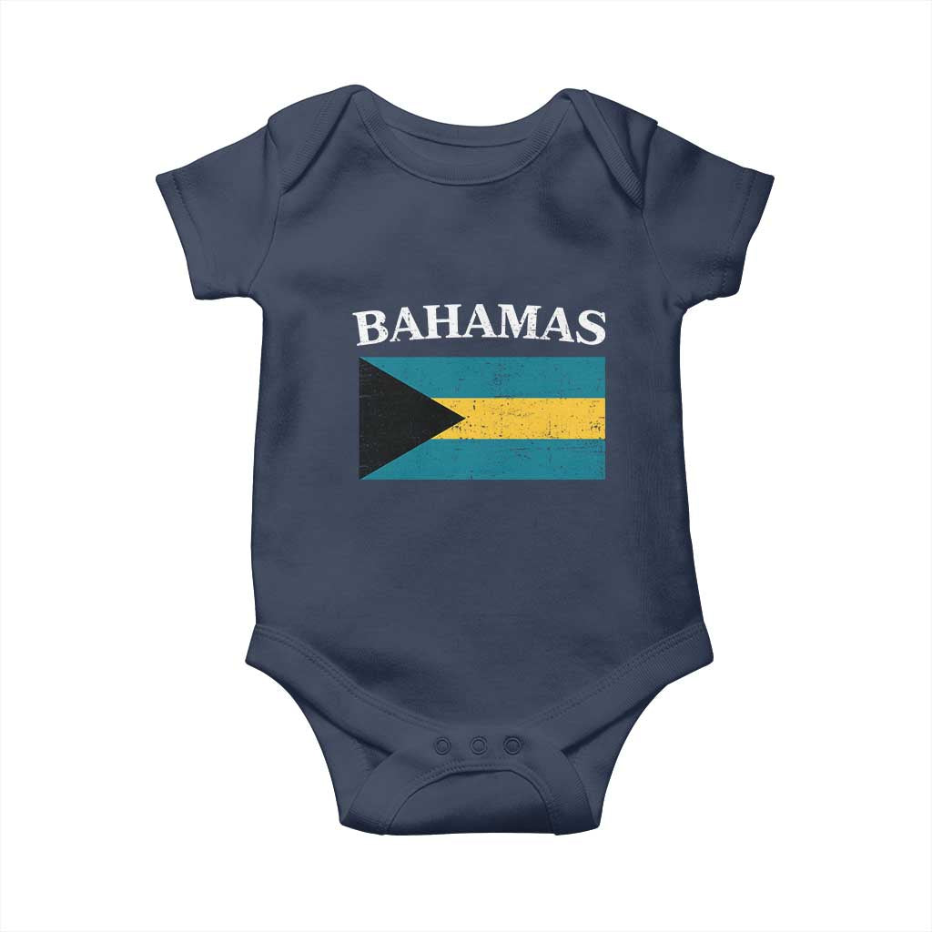 Bahamas Flag Baby Onesie Retro Vintage Bahamian Gifts - Wonder Print Shop